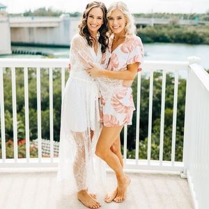 Jonquil Bridal Lace Longline Maxi Robe, White, Size S/P